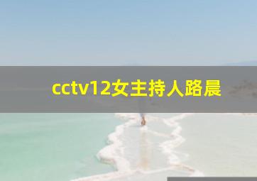 cctv12女主持人路晨