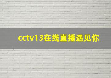 cctv13在线直播遇见你