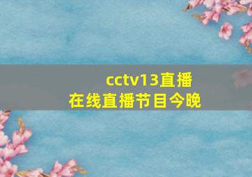 cctv13直播在线直播节目今晚