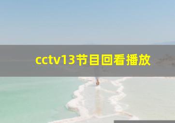 cctv13节目回看播放