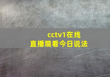 cctv1在线直播观看今日说法