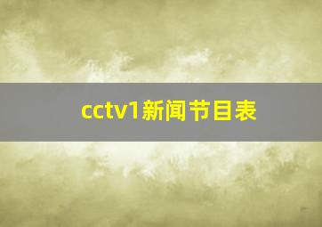 cctv1新闻节目表