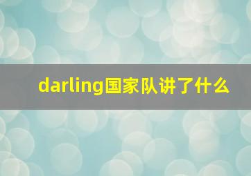 darling国家队讲了什么