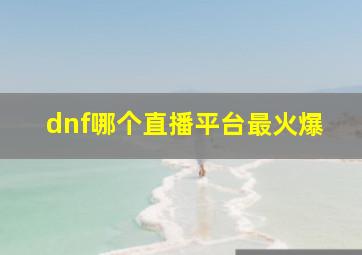 dnf哪个直播平台最火爆