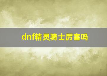 dnf精灵骑士厉害吗