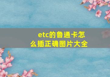 etc的鲁通卡怎么插正确图片大全