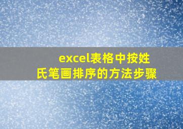 excel表格中按姓氏笔画排序的方法步骤