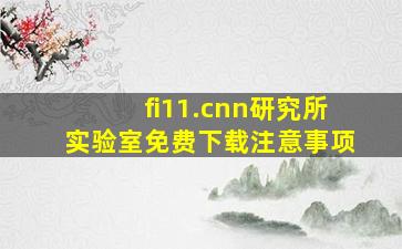 fi11.cnn研究所实验室免费下载注意事项