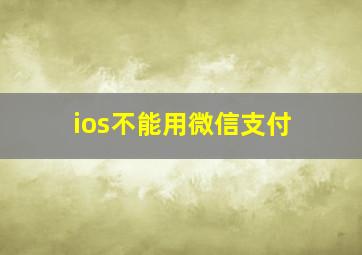 ios不能用微信支付