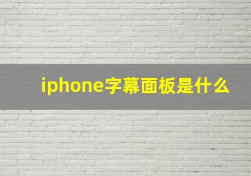 iphone字幕面板是什么