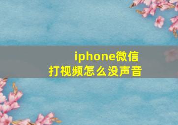 iphone微信打视频怎么没声音