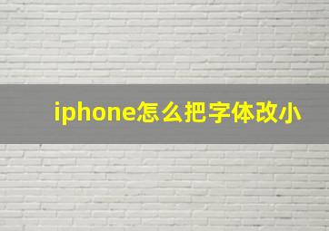 iphone怎么把字体改小