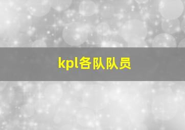 kpl各队队员