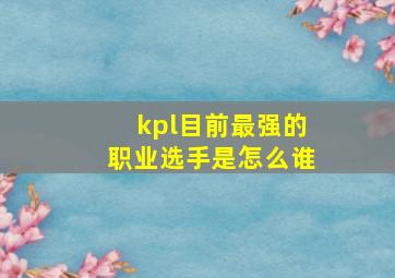 kpl目前最强的职业选手是怎么谁