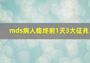 mds病人临终前1天3大征兆