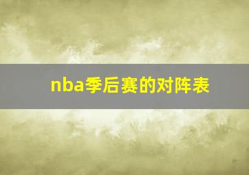 nba季后赛的对阵表