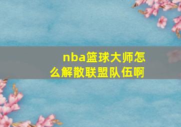 nba篮球大师怎么解散联盟队伍啊