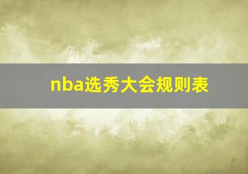 nba选秀大会规则表