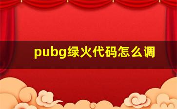 pubg绿火代码怎么调