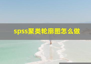 spss聚类轮廓图怎么做