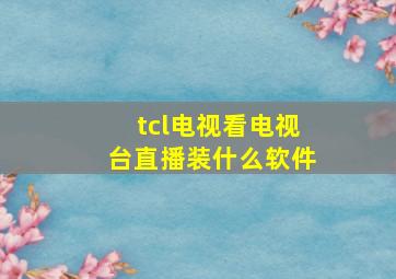 tcl电视看电视台直播装什么软件