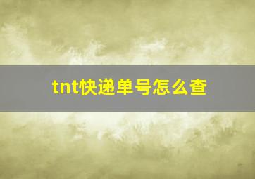 tnt快递单号怎么查