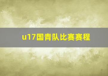 u17国青队比赛赛程