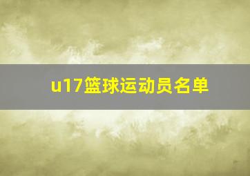 u17篮球运动员名单