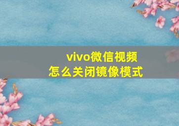 vivo微信视频怎么关闭镜像模式