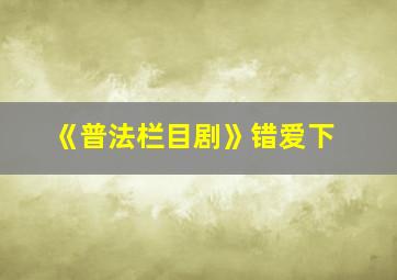 《普法栏目剧》错爱下