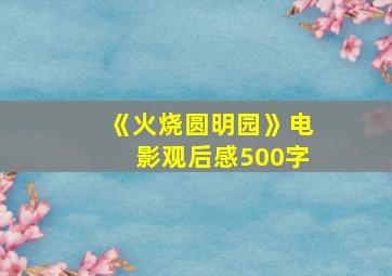 《火烧圆明园》电影观后感500字