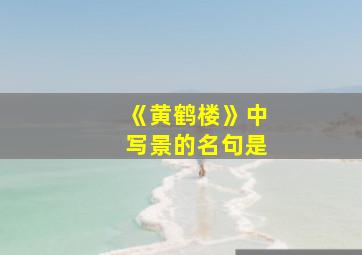 《黄鹤楼》中写景的名句是