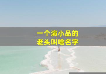 一个演小品的老头叫啥名字