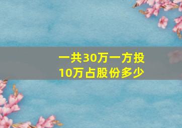 一共30万一方投10万占股份多少