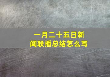 一月二十五日新闻联播总结怎么写