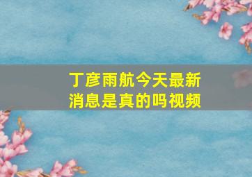 丁彦雨航今天最新消息是真的吗视频