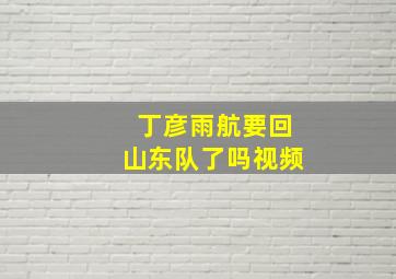 丁彦雨航要回山东队了吗视频