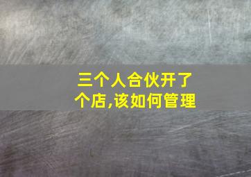 三个人合伙开了个店,该如何管理