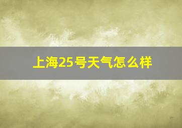 上海25号天气怎么样