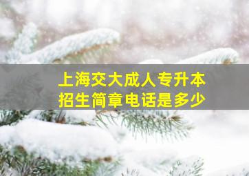 上海交大成人专升本招生简章电话是多少