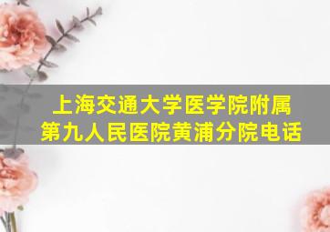 上海交通大学医学院附属第九人民医院黄浦分院电话