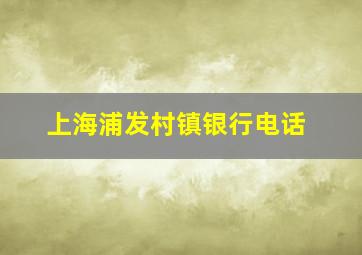 上海浦发村镇银行电话