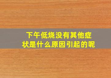 下午低烧没有其他症状是什么原因引起的呢