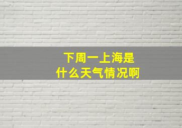 下周一上海是什么天气情况啊