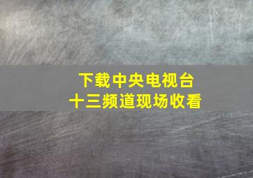 下载中央电视台十三频道现场收看