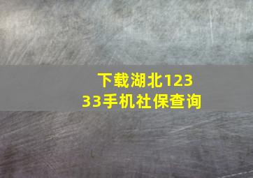 下载湖北12333手机社保查询