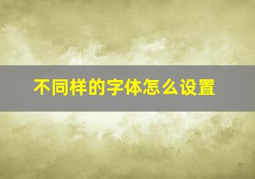 不同样的字体怎么设置