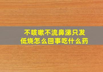 不咳嗽不流鼻涕只发低烧怎么回事吃什么药