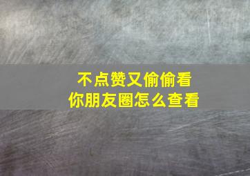 不点赞又偷偷看你朋友圈怎么查看