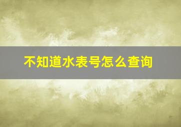 不知道水表号怎么查询